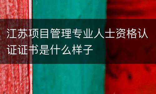 江苏项目管理专业人士资格认证证书是什么样子