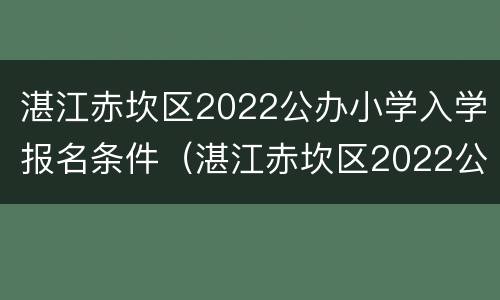 湛江赤坎区2022公办小学入学报名条件（湛江赤坎区2022公办小学入学报名条件是什么）