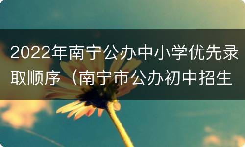 2022年南宁公办中小学优先录取顺序（南宁市公办初中招生）