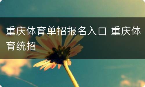 重庆体育单招报名入口 重庆体育统招