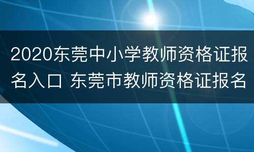 2020东莞中小学教师资格证报名入口 东莞市教师资格证报名