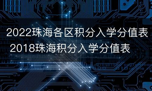 2022珠海各区积分入学分值表 2018珠海积分入学分值表
