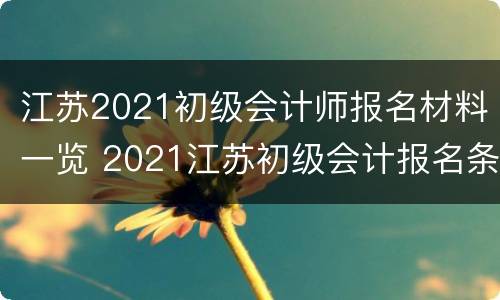 江苏2021初级会计师报名材料一览 2021江苏初级会计报名条件