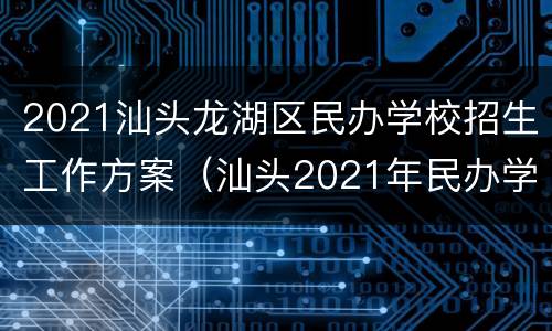2021汕头龙湖区民办学校招生工作方案（汕头2021年民办学招生）