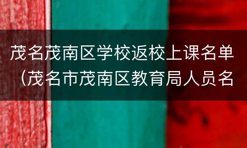 茂名茂南区学校返校上课名单（茂名市茂南区教育局人员名单）