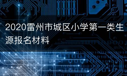 2020雷州市城区小学第一类生源报名材料