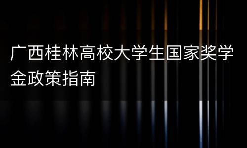 广西桂林高校大学生国家奖学金政策指南