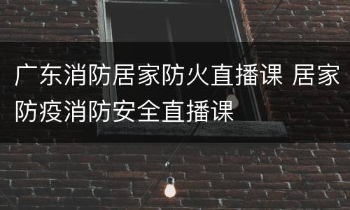广东消防居家防火直播课 居家防疫消防安全直播课