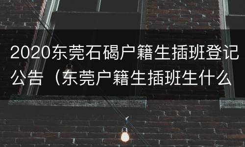 2020东莞石碣户籍生插班登记公告（东莞户籍生插班生什么时候公布）