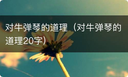 对牛弹琴的道理（对牛弹琴的道理20字）
