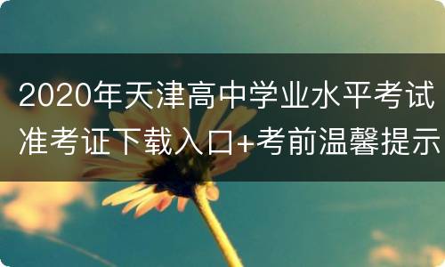 2020年天津高中学业水平考试准考证下载入口+考前温馨提示