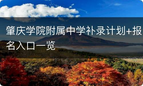 肇庆学院附属中学补录计划+报名入口一览