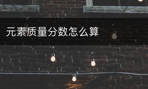 元素质量分数怎么算