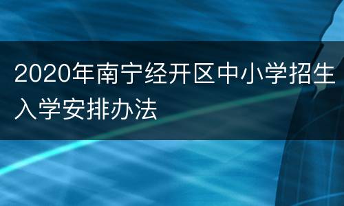 2020年南宁经开区中小学招生入学安排办法