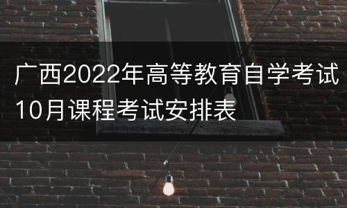 广西2022年高等教育自学考试10月课程考试安排表