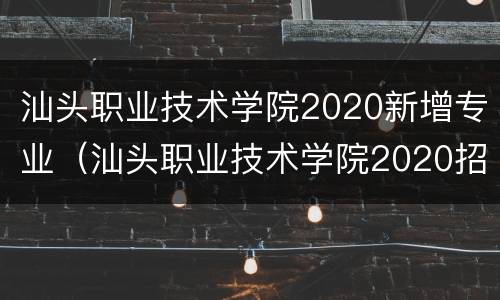 汕头职业技术学院2020新增专业（汕头职业技术学院2020招生）