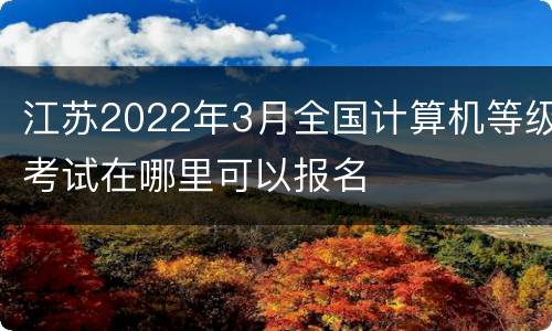 江苏2022年3月全国计算机等级考试在哪里可以报名