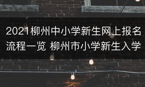 2021柳州中小学新生网上报名流程一览 柳州市小学新生入学网上报名