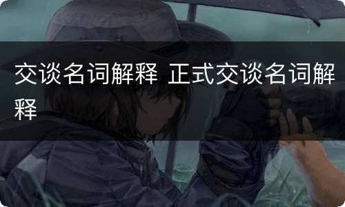 交谈名词解释 正式交谈名词解释