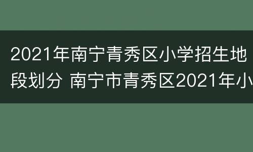 2021年南宁青秀区小学招生地段划分 南宁市青秀区2021年小学招生简章