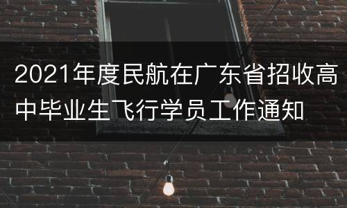 2021年度民航在广东省招收高中毕业生飞行学员工作通知