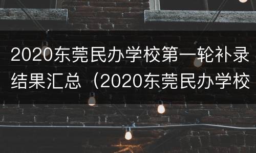 2020东莞民办学校第一轮补录结果汇总（2020东莞民办学校第一轮补录结果汇总）