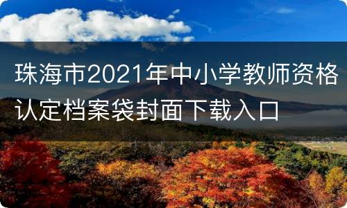 珠海市2021年中小学教师资格认定档案袋封面下载入口