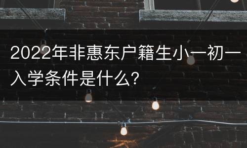 2022年非惠东户籍生小一初一入学条件是什么？
