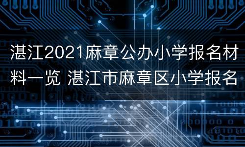 湛江2021麻章公办小学报名材料一览 湛江市麻章区小学报名