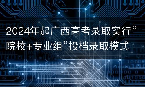2024年起广西高考录取实行“院校+专业组”投档录取模式