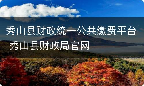 秀山县财政统一公共缴费平台 秀山县财政局官网