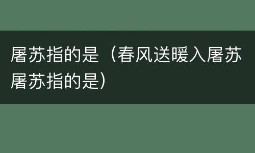 屠苏指的是（春风送暖入屠苏屠苏指的是）