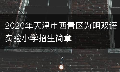 2020年天津市西青区为明双语实验小学招生简章