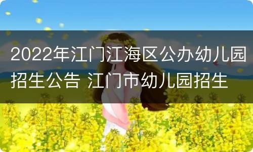 2022年江门江海区公办幼儿园招生公告 江门市幼儿园招生