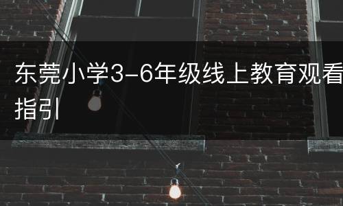 东莞小学3-6年级线上教育观看指引