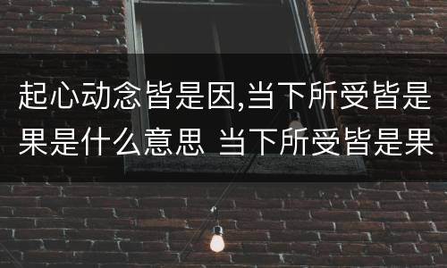起心动念皆是因,当下所受皆是果是什么意思 当下所受皆是果出处