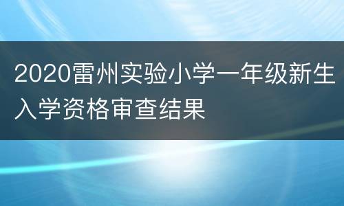 2020雷州实验小学一年级新生入学资格审查结果