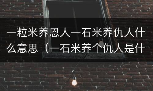 一粒米养恩人一石米养仇人什么意思（一石米养个仇人是什么意思）