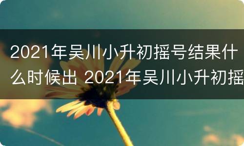 2021年吴川小升初摇号结果什么时候出 2021年吴川小升初摇号结果什么时候出来