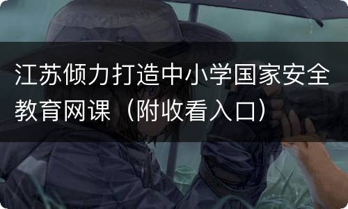 江苏倾力打造中小学国家安全教育网课（附收看入口）