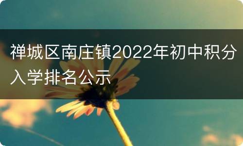 禅城区南庄镇2022年初中积分入学排名公示