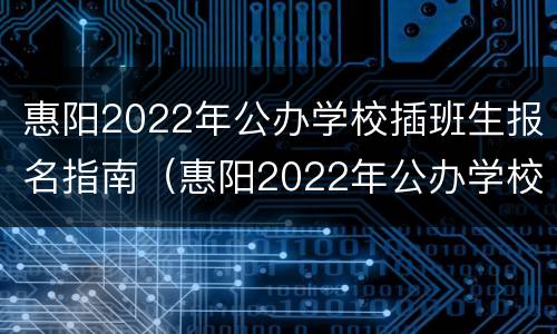 惠阳2022年公办学校插班生报名指南（惠阳2022年公办学校插班生报名指南图片）