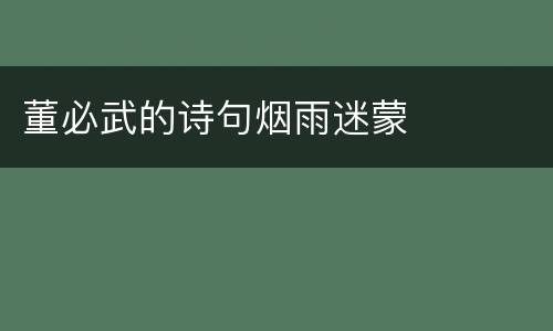 董必武的诗句烟雨迷蒙