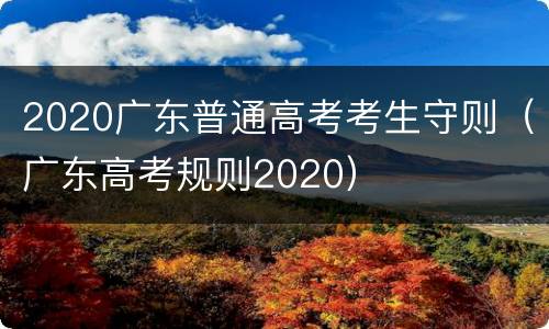 2020广东普通高考考生守则（广东高考规则2020）