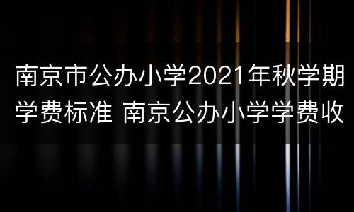 南京市公办小学2021年秋学期学费标准 南京公办小学学费收费标准2021年