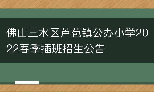 佛山三水区芦苞镇公办小学2022春季插班招生公告
