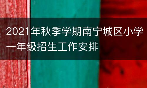 2021年秋季学期南宁城区小学一年级招生工作安排