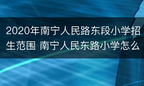 2020年南宁人民路东段小学招生范围 南宁人民东路小学怎么样