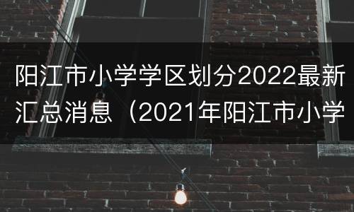 阳江市小学学区划分2022最新汇总消息（2021年阳江市小学学区划分）