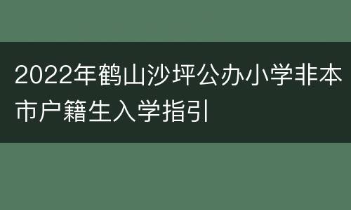 2022年鹤山沙坪公办小学非本市户籍生入学指引